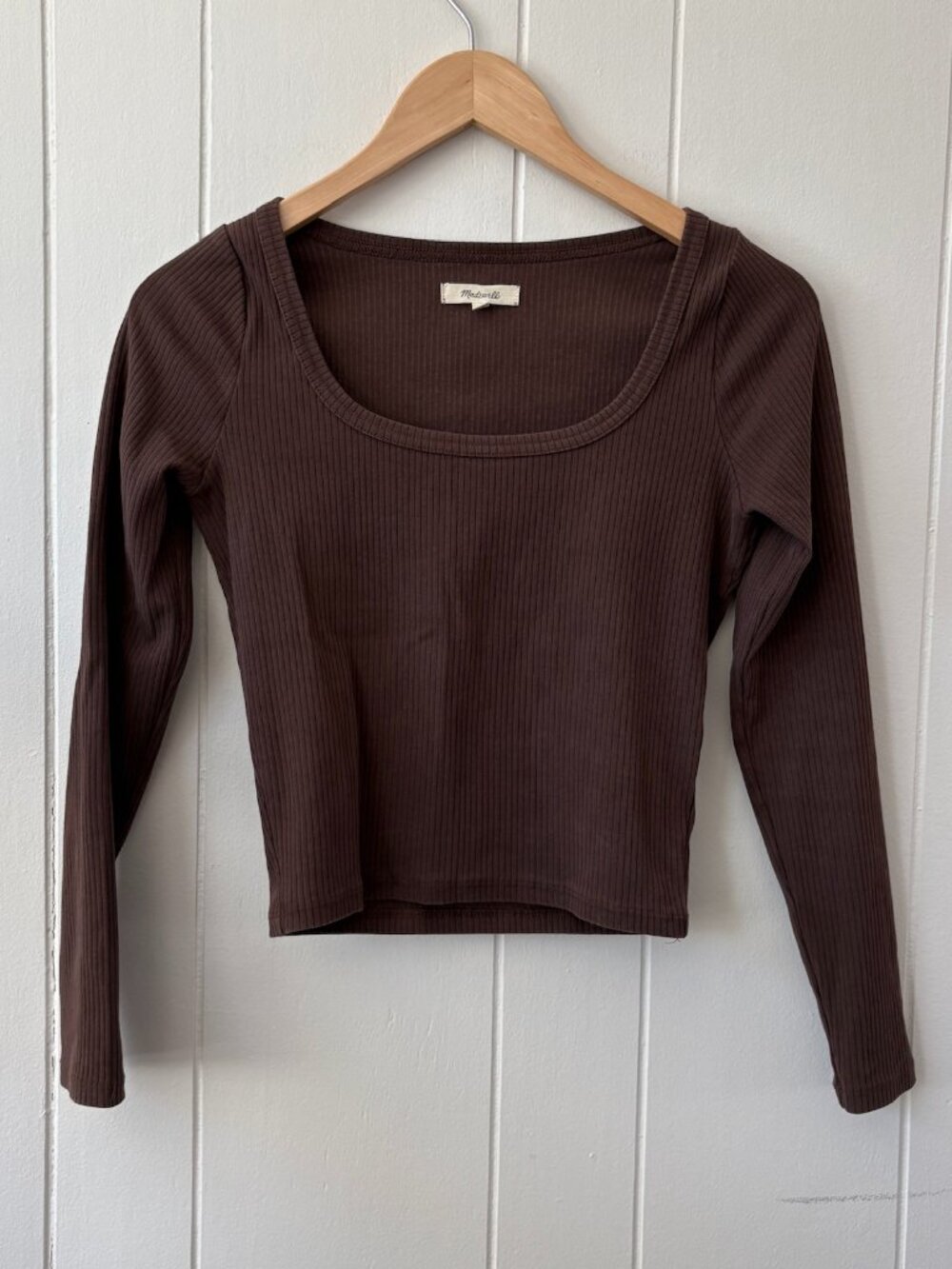 Madewell Square-Neck Long-Sleeve Crop Tee